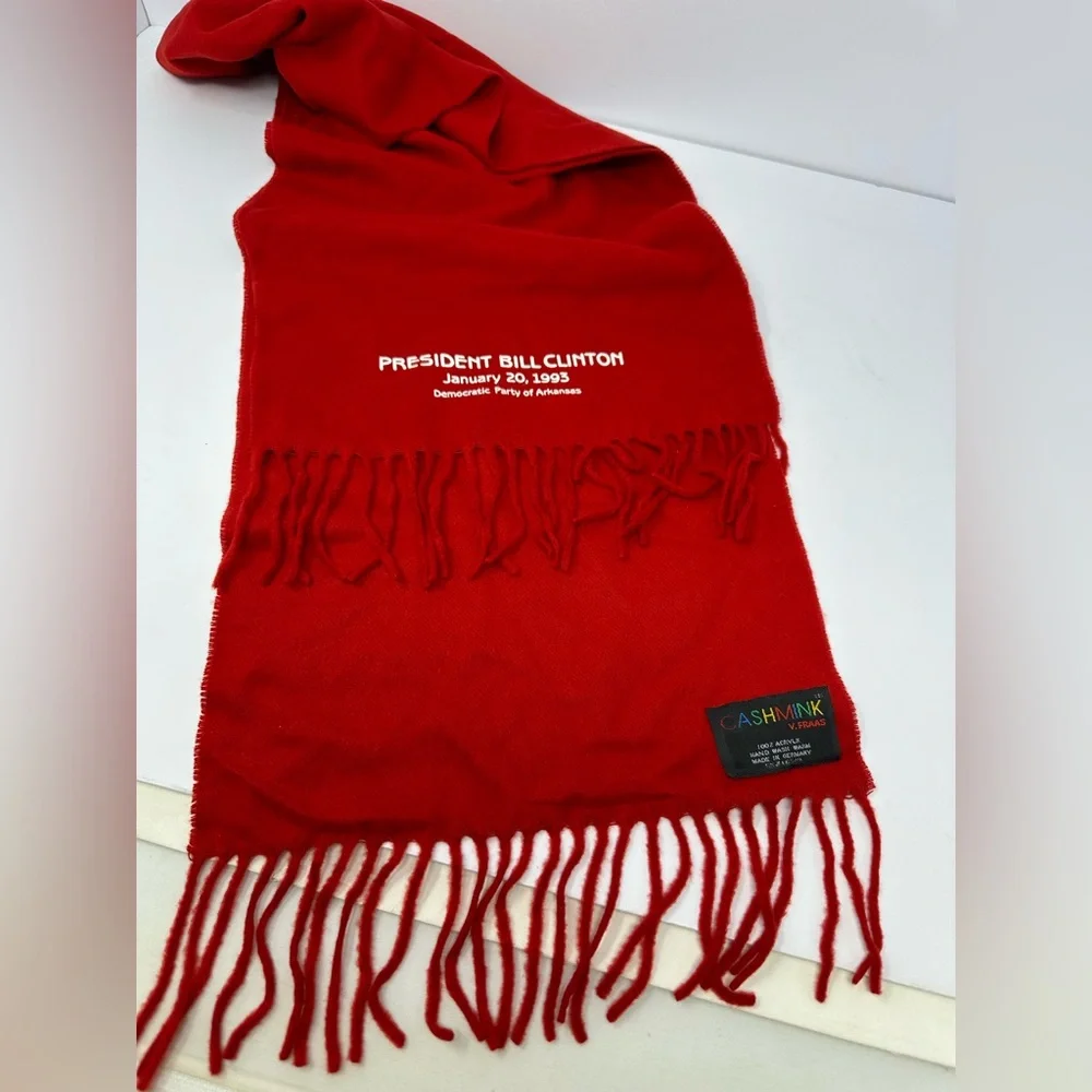 Vintage 1993 Bill Clinton Cashmink Scarf for Democratic Party of Arkansas RARE!!